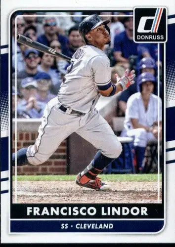 Original gloss baseball card of Francisco Lindor NM-MT from 2016 Donruss series