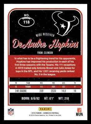 2016 Donruss #118 DeAndre Hopkins - Football Card Single