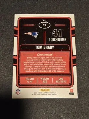 2016 Donruss #12 Tom Brady Production Line Touchdowns - Football Card Single