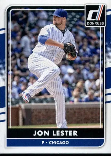 Original gloss baseball card of Jon Lester from 2016 Donruss Cubs set