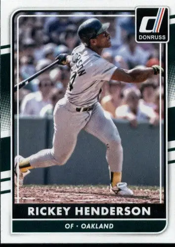 Original gloss baseball trading card of Rickey Henderson NM-MT from 2016 Donruss