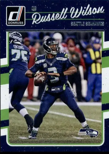 Original gloss 2016 Donruss Russell Wilson football card featuring Seattle Seahawks star