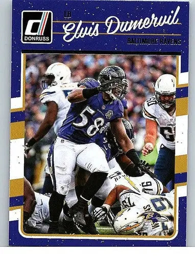 Original gloss Elvis Dumervil football card 2016 Donruss NM-MT Ravens ID 19755