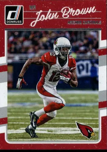Football trading card featuring John Brown with original gloss, 2016 Donruss NM-MT