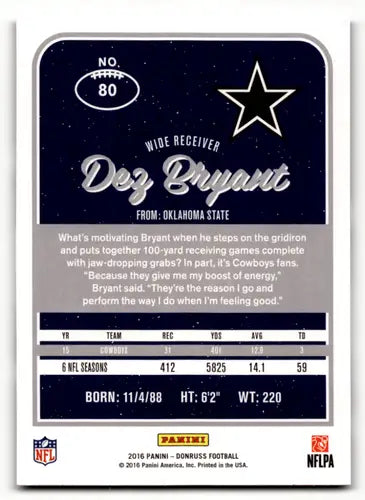 Dez Bryant football card from 2016 Donruss original gloss Dez Bryant NM-MT Cowboys