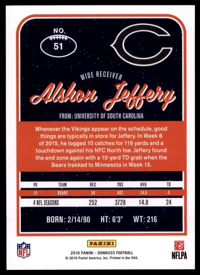 2016 Donruss - Alshon Jeffery #51 Press Proof Red - Football Card Single