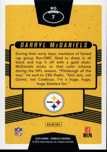 Darryl McDaniels football card from 2016 Donruss Fans of the Game with original gloss