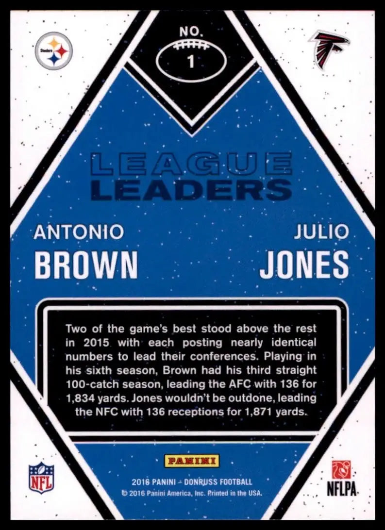 2016 Donruss - League Leaders Julio Jones Antonio Brown #1 - Football Card Single