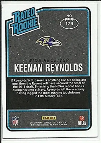 Original gloss Keenan Reynolds football card from 2016 Donruss Optic Rated Rookies