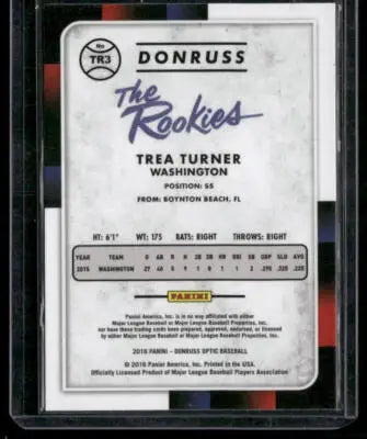 2016 Donruss Optic Trea Turner #TR3 The Rookies Baseball - Baseball Card Single