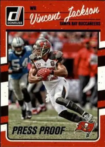 Vincent Jackson football card from 2016 Donruss Press Proofs Blue set with original gloss