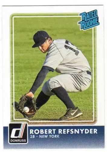Original gloss of Robert Refsnyder baseball card from Donruss Rated Rookies series