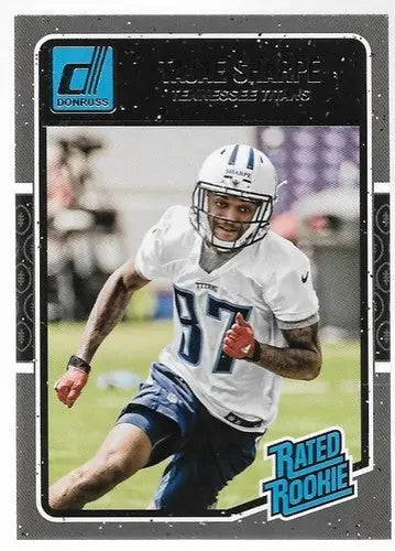 Original gloss football trading card from Donruss Rated Rookies series featuring Tajae Sharpe