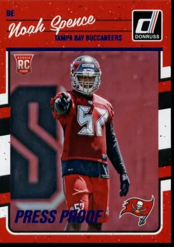 Noah Spence football card from 2016 Donruss Rookies Press Proofs Blue collection