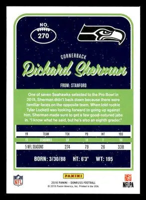 2016 Donruss Seattle Seahawks #270 Richard Sherman - Football Card Single