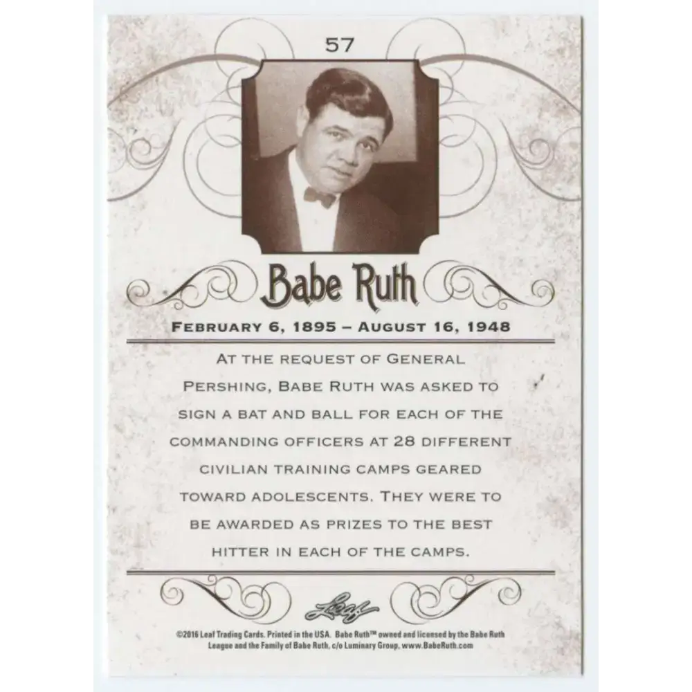 2016 Leaf Babe Ruth Collection #57 Babe Ruth NM-MT Baseball Card