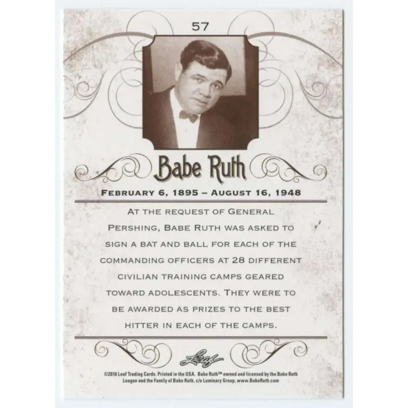 2016 Leaf Babe Ruth Collection #57 Babe Ruth NM-MT Baseball Card