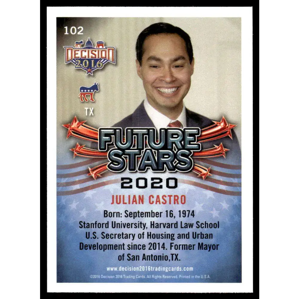 2016 Leaf Decision 2016 #102 Julian Castro NM-MT Political Trading Card - Non-Sports Card Single