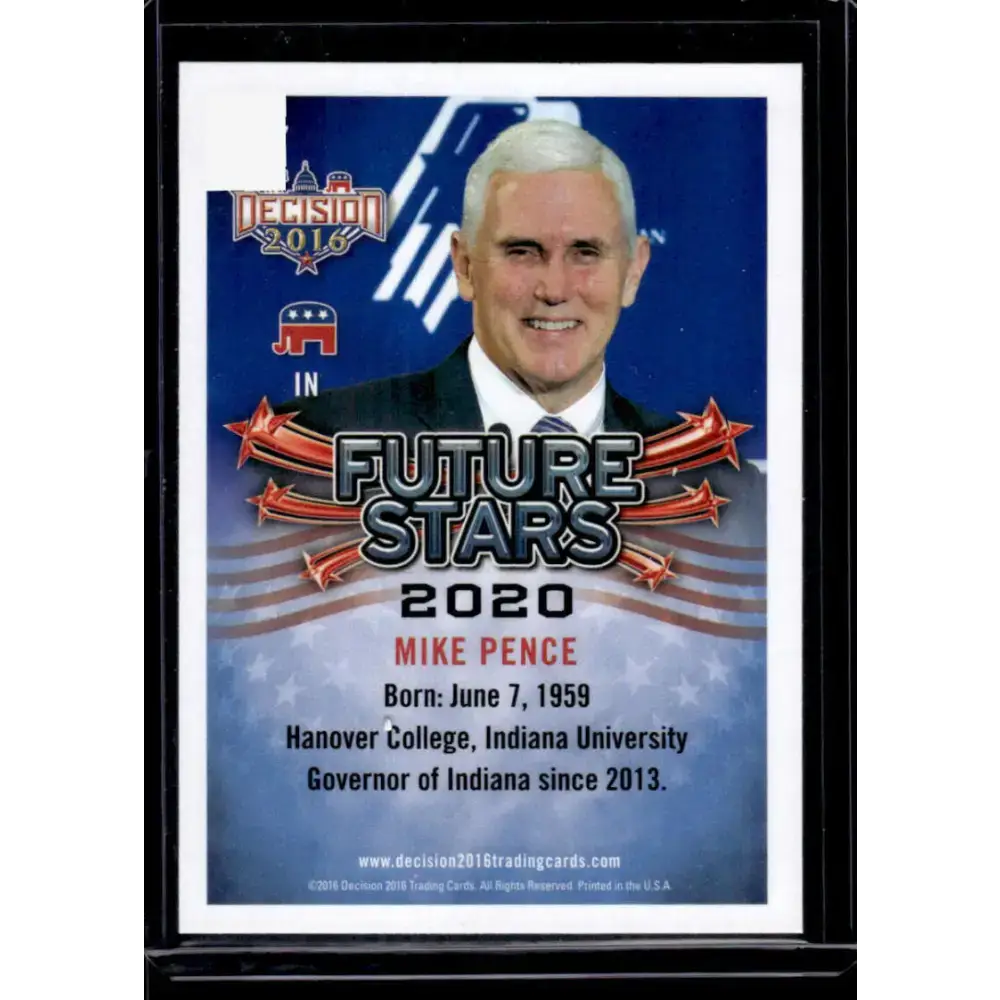 2016 Leaf Decision 2016 #107 Mike Pence NM-MT Political Trading Card - Non-Sports Card Single