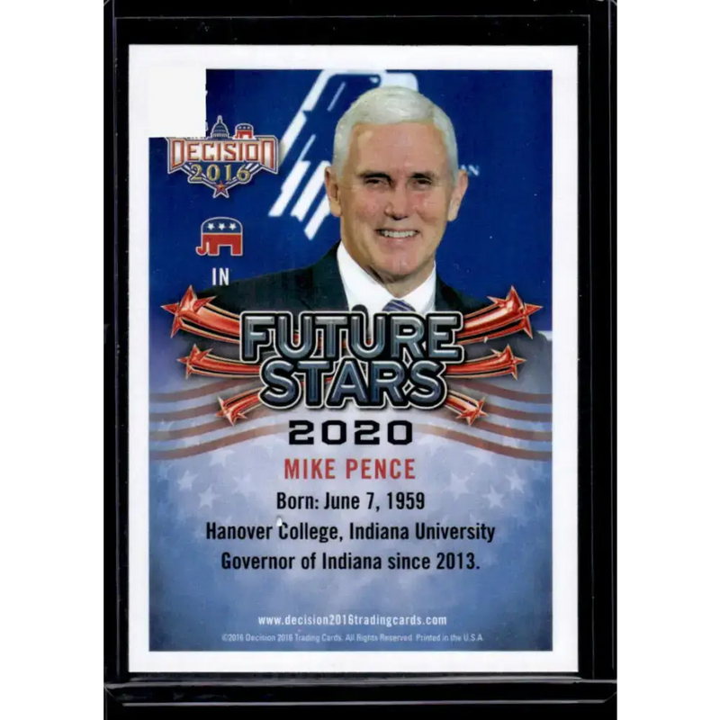 2016 Leaf Decision 2016 #107 Mike Pence NM-MT Political Trading Card - Non-Sports Card Single