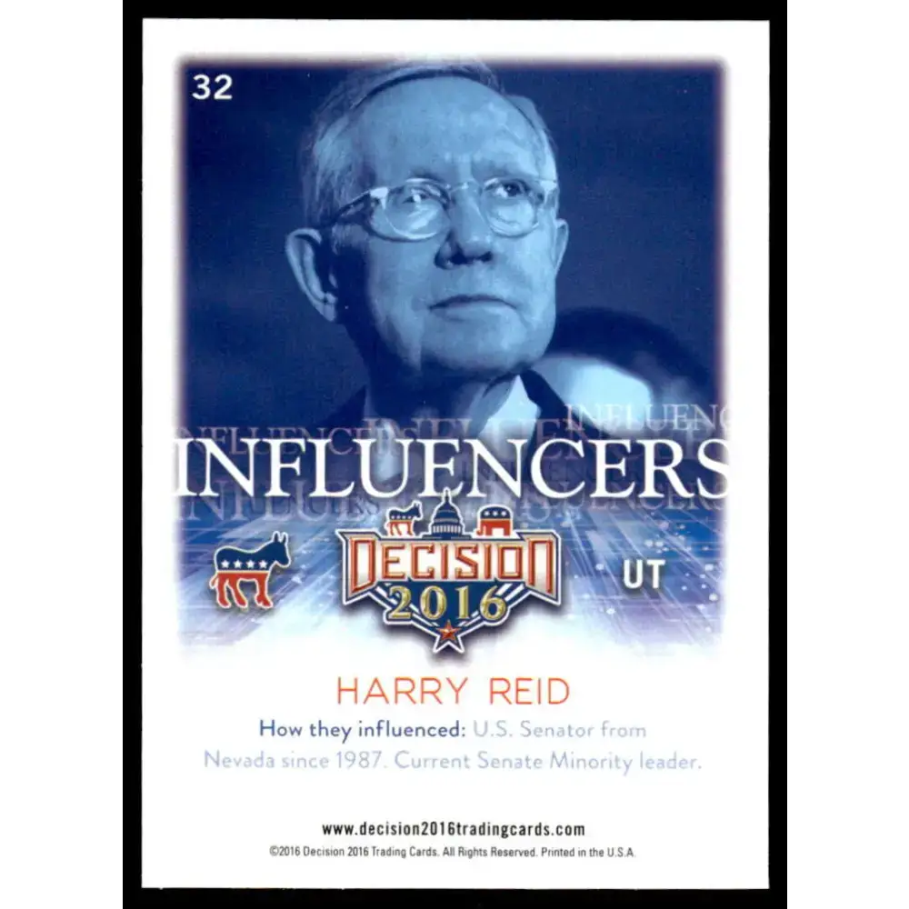 2016 Leaf Decision 2016 #32 Harry Reid NM-MT Political Trading Card - Political Trading Card Single