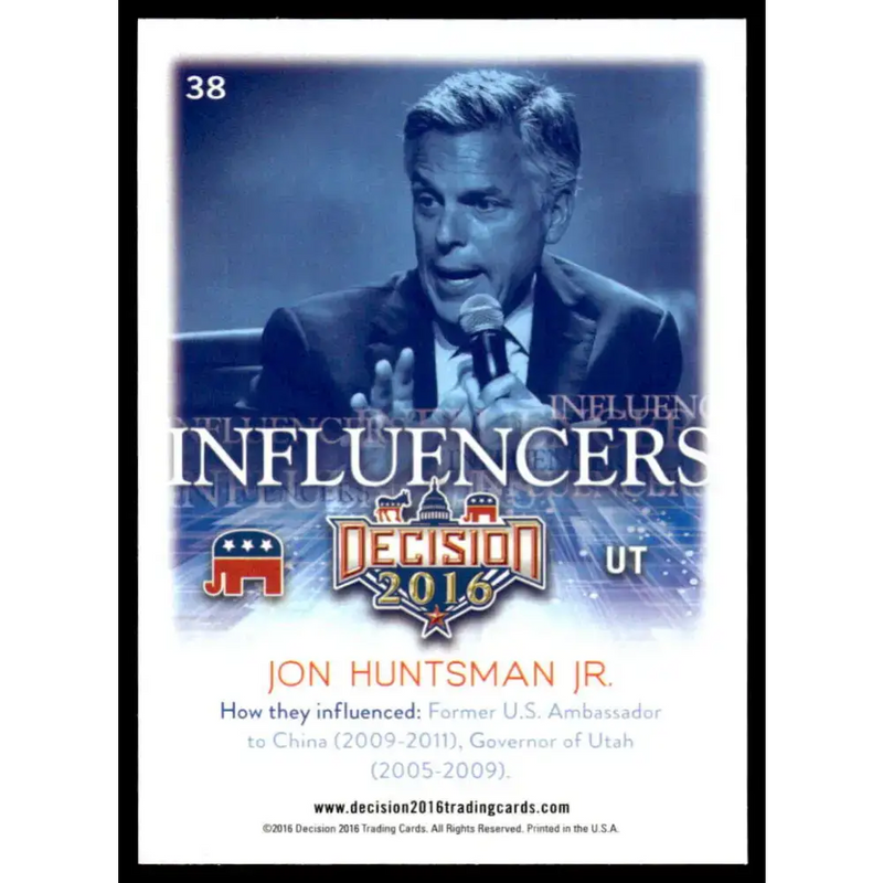 2016 Leaf Decision 2016 #38 Jon Huntsman Jr. NM-MT Political Trading Card - Non-Sports Card Single