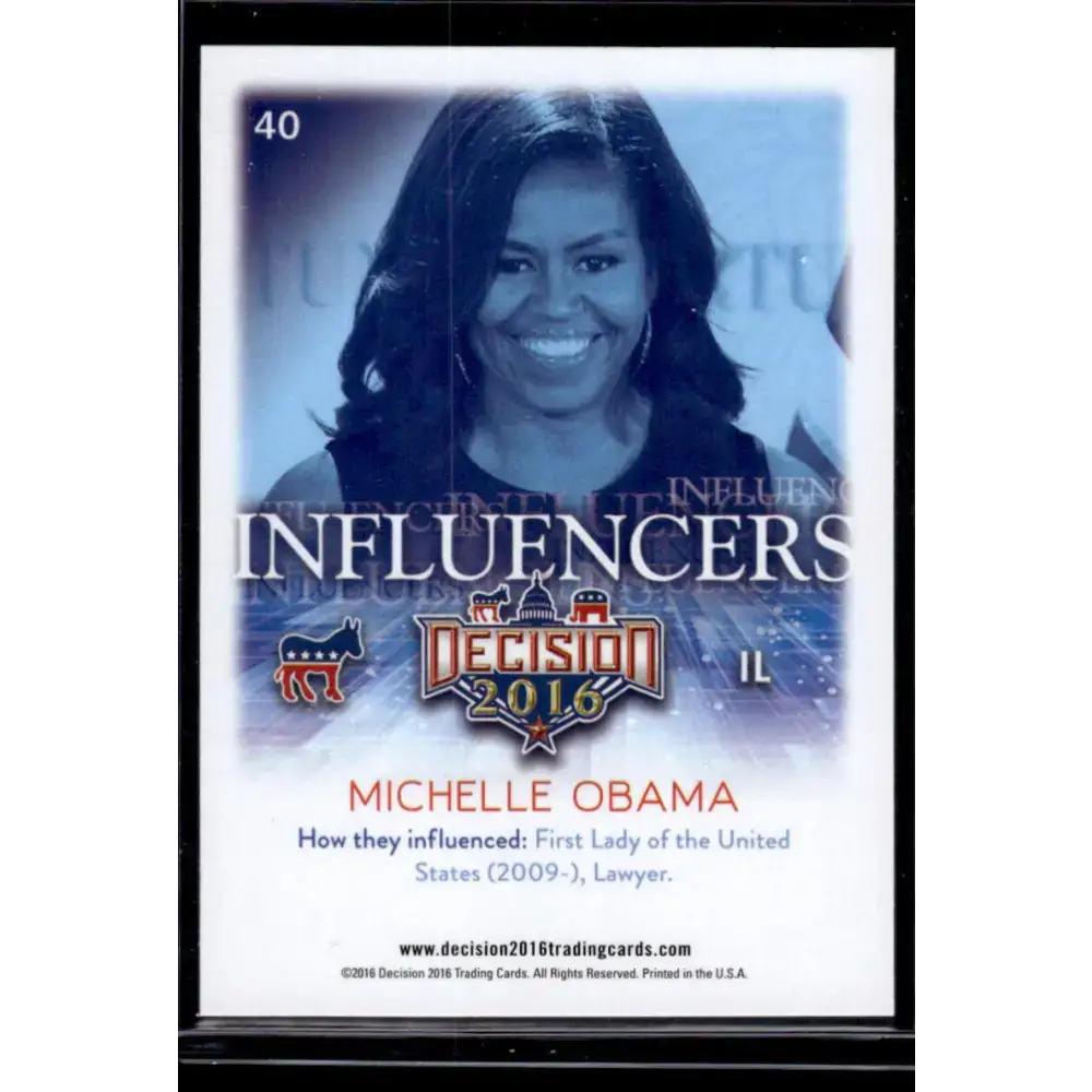 2016 Leaf Decision 2016 #40 Michelle Obama NM-MT Political Trading Card - Non-Sports Card Single