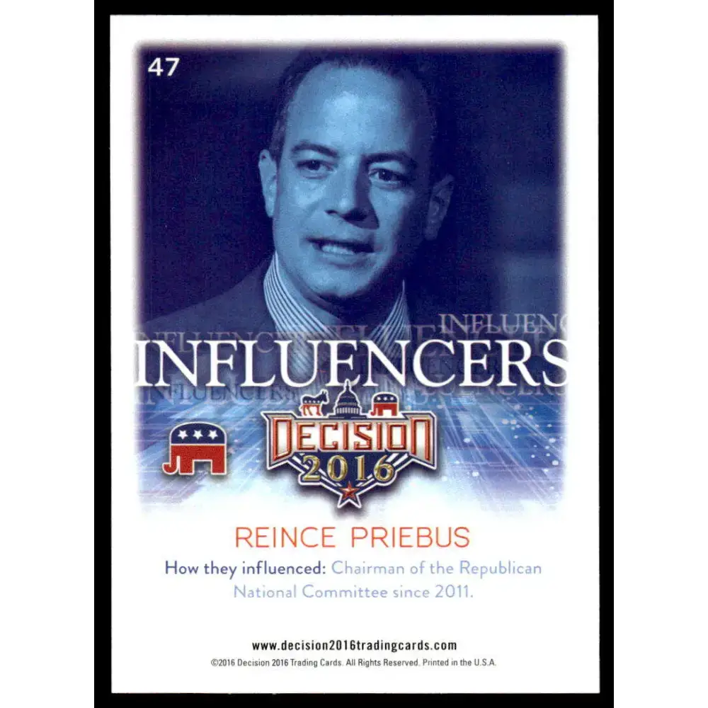 2016 Leaf Decision 2016 #47 Reince Priebus NM-MT Political Trading Card - Non-Sports Card Single