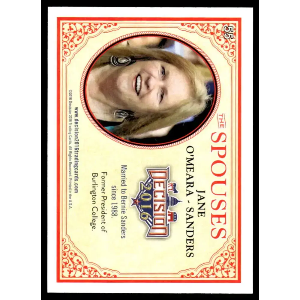 2016 Leaf Decision 2016 #55 Jane O’MearaÃ¢â¬âSanders NM-MT Political Trading Card - Political Trading Card Single