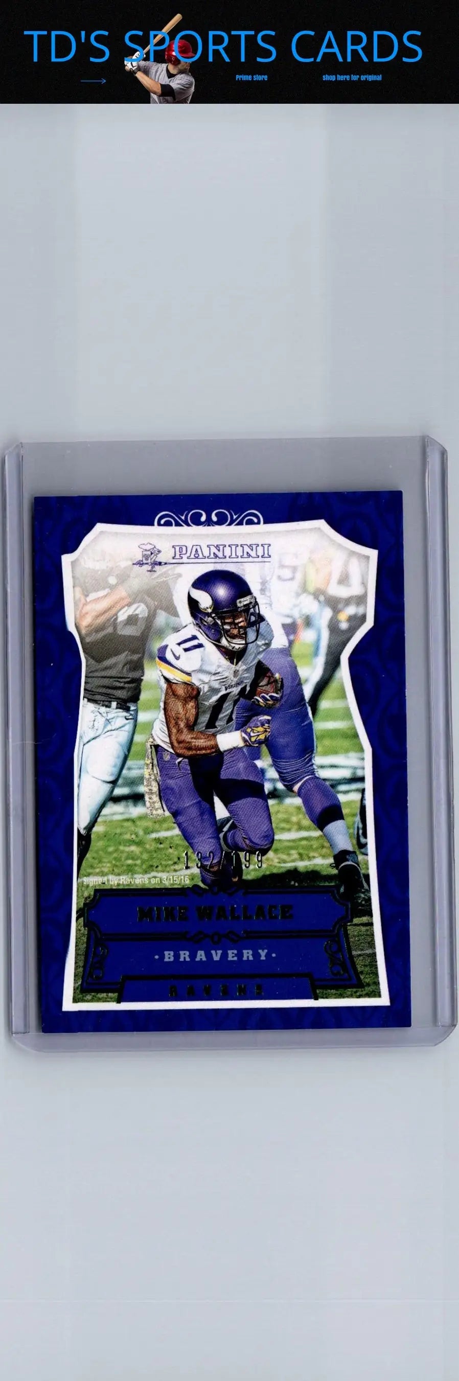 Football trading card featuring Mike Wallace Bravery Green from Panini 2016
