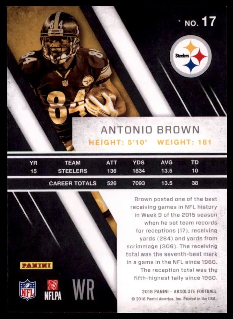 2016 Panini Absolute - Antonio Brown #17 - Football Card Single