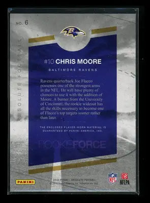 2016 Panini Absolute Football Rookie Force Chris Moore #6 Player-worn - Football Card Single