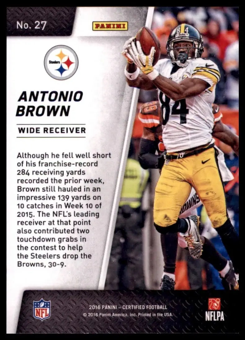 2016 Panini Certified - Sunday Certified Antonio Brown #27 - Football Card Single