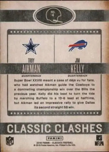 2016 Panini Classics Classic Clashes Bronze #4 Jim Kelly/Troy Aikman NM- ID:6046 - Football Card Single