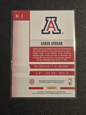 2016 Panini Contenders Draft Picks #1 Aaron Gordon Draft Ticket #/99 - Basketball Card Single