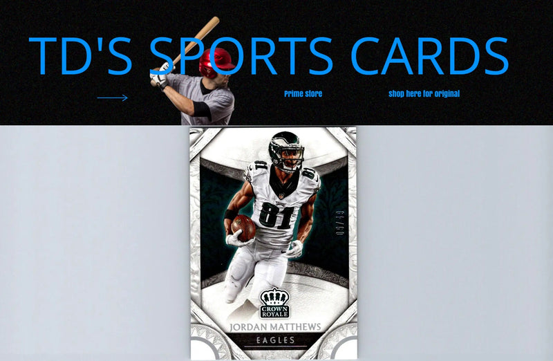 Jordan Matthews football card from Panini Crown Royale featuring Jordan Matthews Platinum #/49
