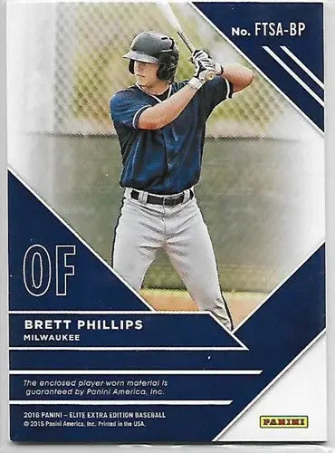 2016 Panini Elite Extra Edition Future Threads Silhouettes #20 Brett Phillips NM - Baseball Card Single