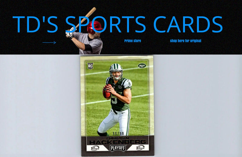 Christian Hackenberg football card from Panini Playoff 2016 featuring 1st Down #/99