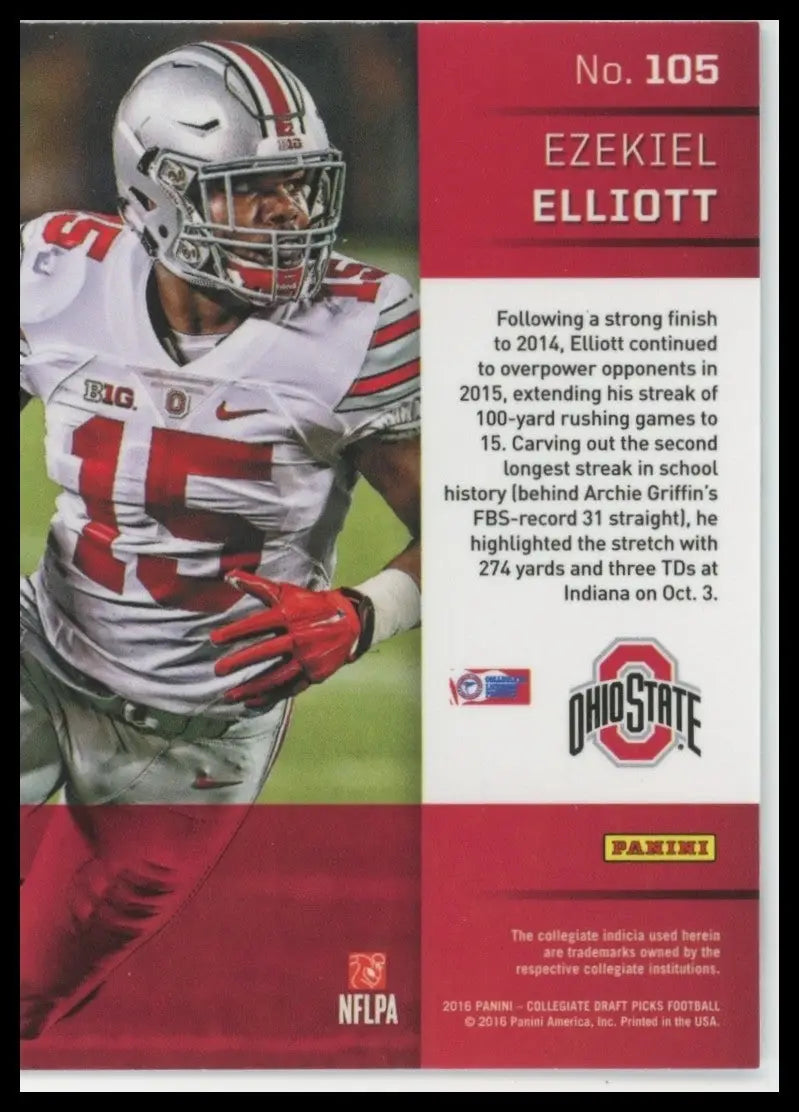 2016 Panini Prizm Draft Picks Ezekiel Elliott #105 Ohio State Buckeyes Football