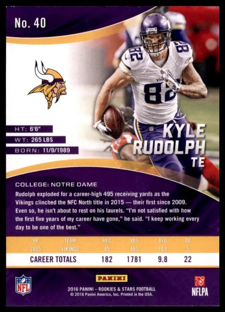 2016 Panini Rookies & Stars - Kyle Rudolph #40 - Football Card Single