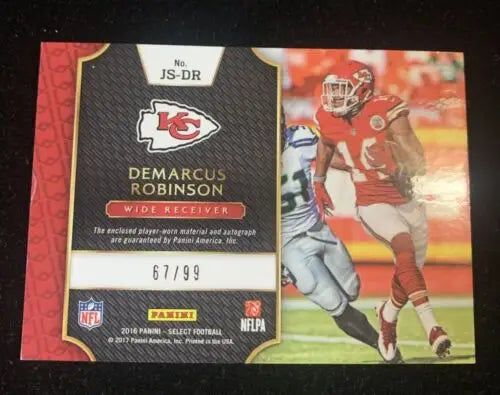 Demarcus Robinson 2016 Panini Select Jumbo Signature Swatches Rookie Auto Football Card