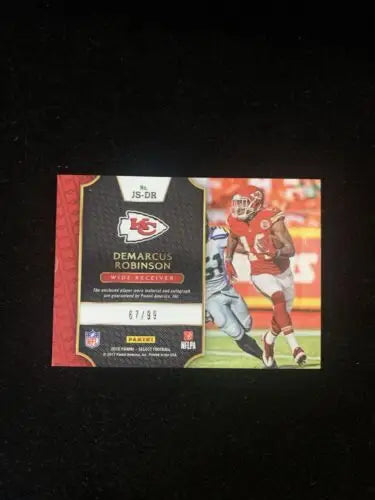 Demarcus Robinson football card from 2016 Panini Select Jumbo Signature Swatches /99 RC