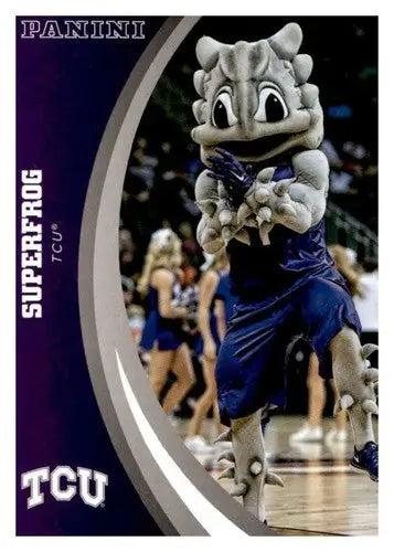 Original gloss SuperFrog mascot trading card from 2016 Panini TCU Horned Frogs series