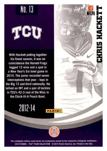 2016 Panini TCU Horned Frogs #13 Chris Hackett NM-MT ID:61828 - Football Card Single