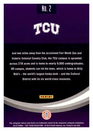 Original gloss Panini TCU Horned Frogs team card from 2016 Map NM-MT Simply Sandoval
