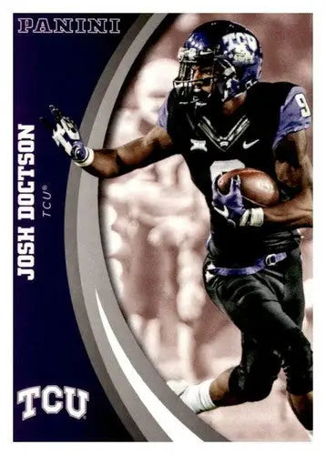 Football trading card featuring Josh Doctson from 2016 Panini TCU Horned Frogs sports cards collection