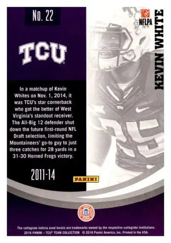 2016 Panini TCU Horned Frogs #22 Kevin White NM-MT - Football Card Single