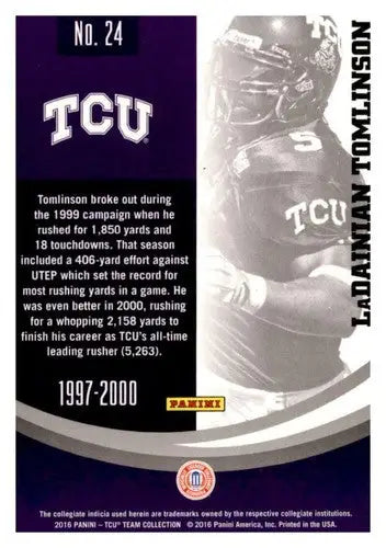 Original gloss Football trading card featuring LaDainian Tomlinson from Panini TCU 2016