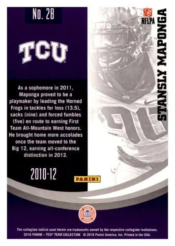 Panini TCU Horned Frogs Stansly Maponga football card 2016 NM-MT ID61832