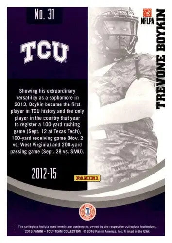 2016 Panini TCU Horned Frogs #31 Trevone Boykin NM-MT - Football Card Single